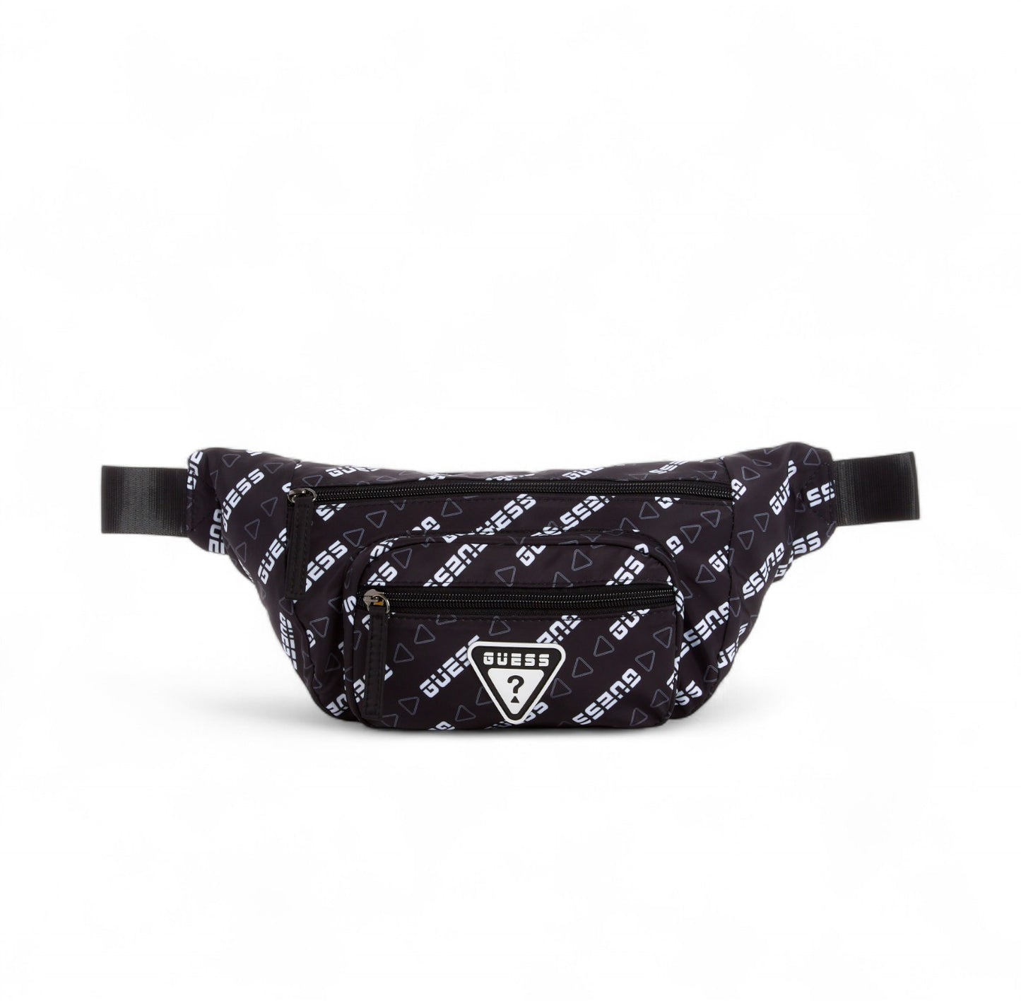 GUESS Womens Black Repeat Bum Logo Belt Bag Front View