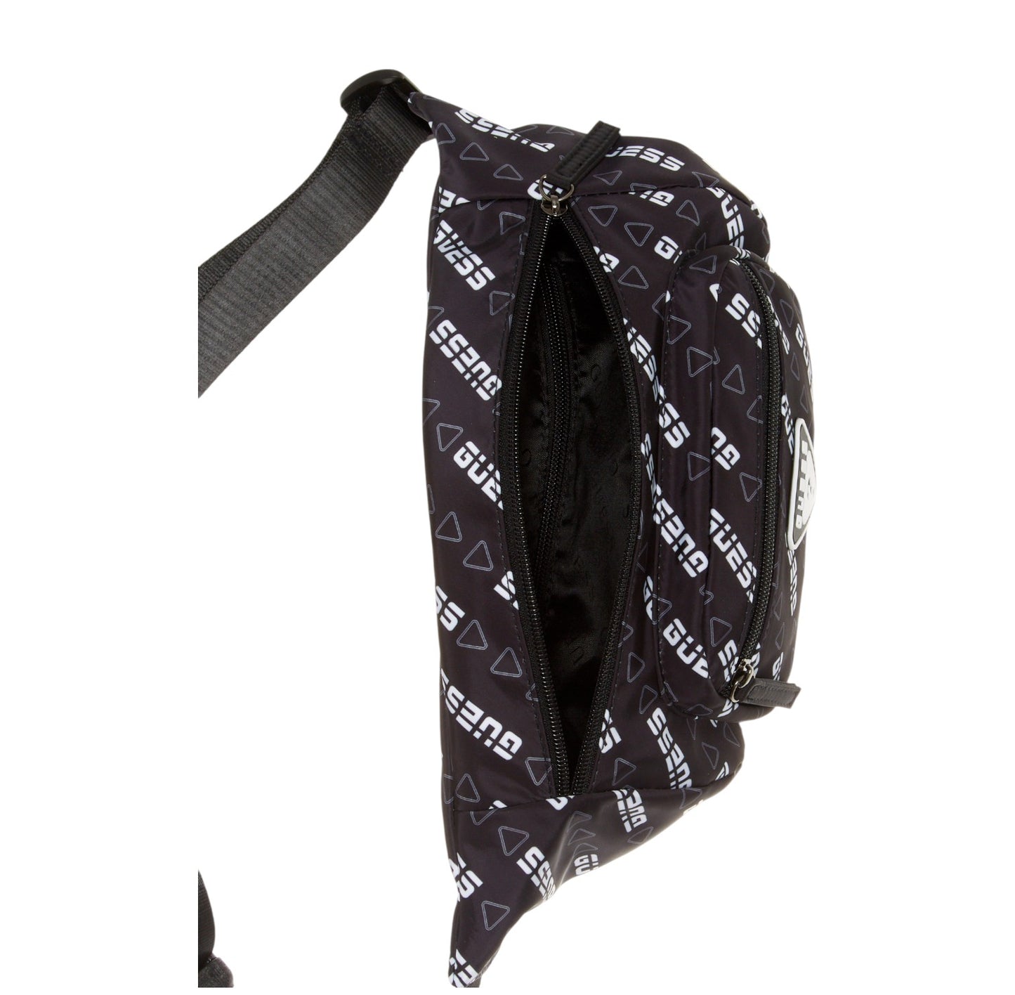 GUESS Womens Black Repeat Bum Logo Belt Bag Inside View