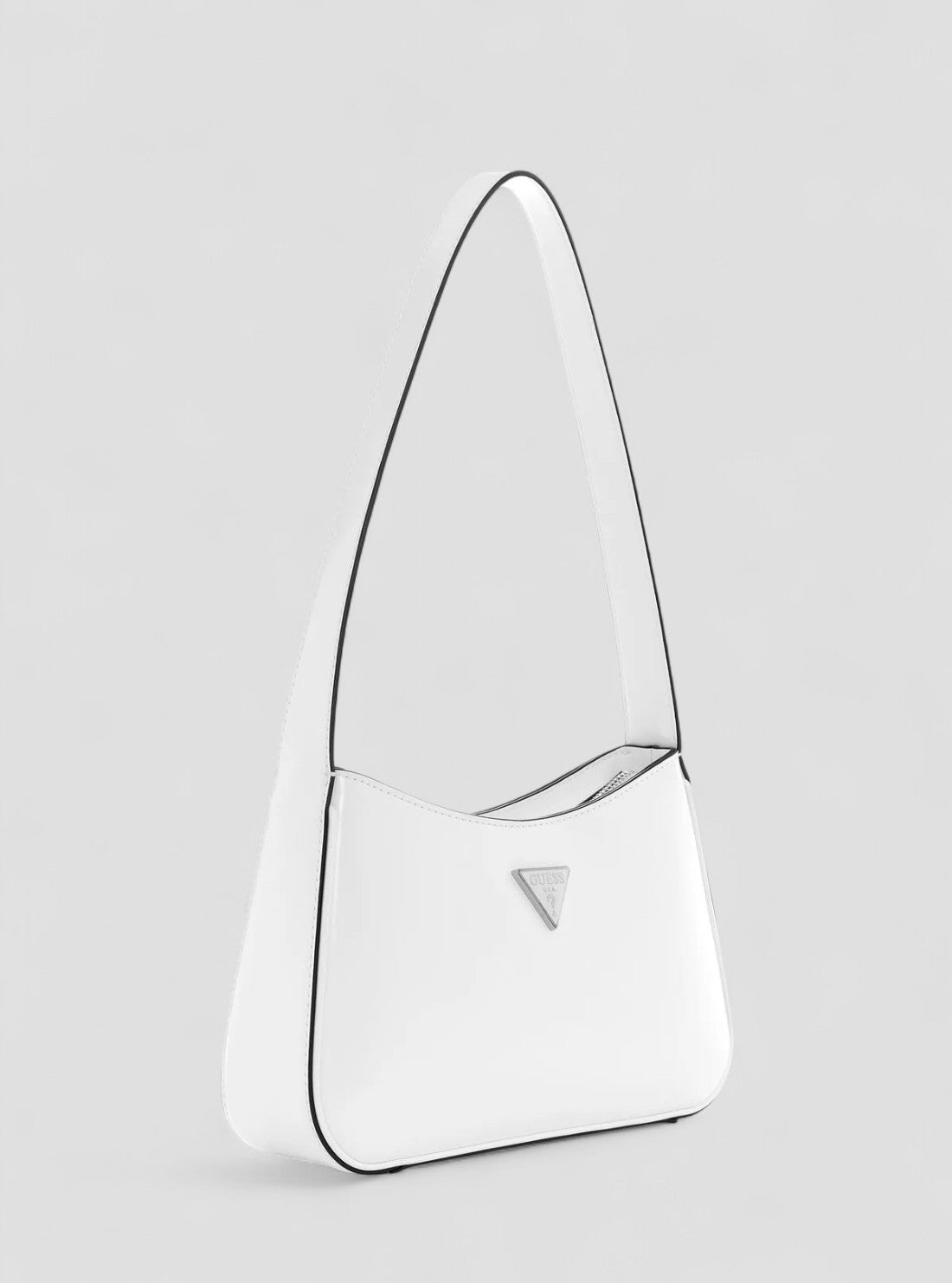 GUESS Womens White Arnela Top Zip Shoulder Bag NY949617 Front Side View