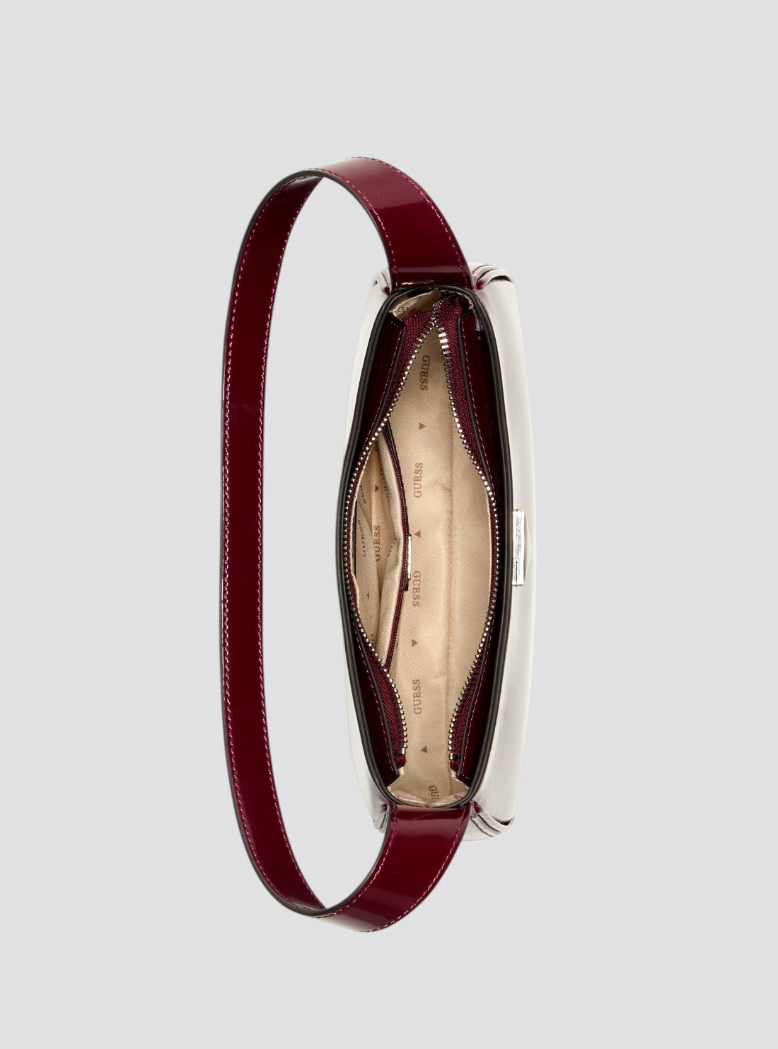 GUESS Womens Red Arnela Top Zip Shoulder Bag NY949617 Inside View