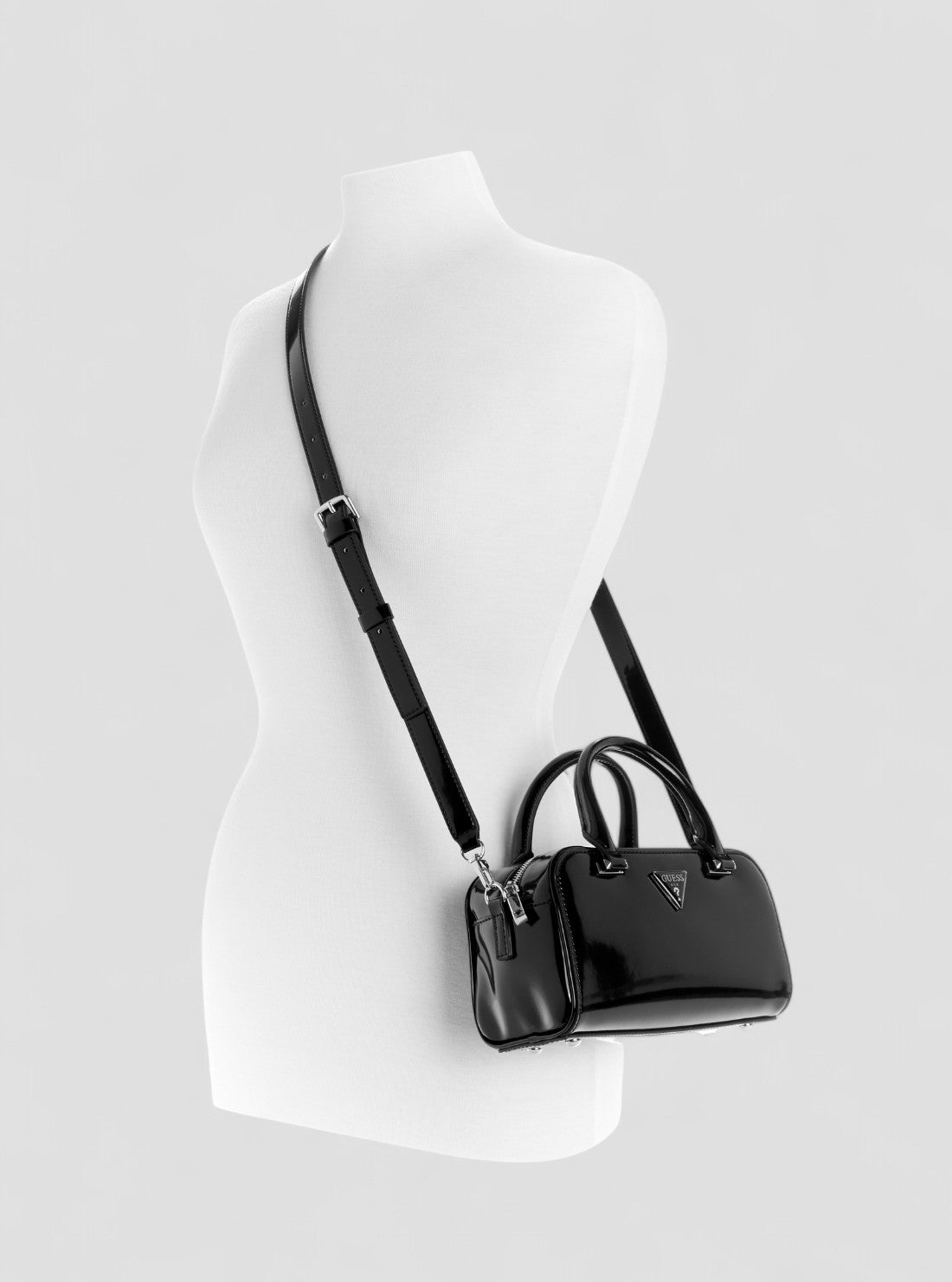 GUESS Womens Black Arnela Mini Satchel Bag NY949674 Full VIew