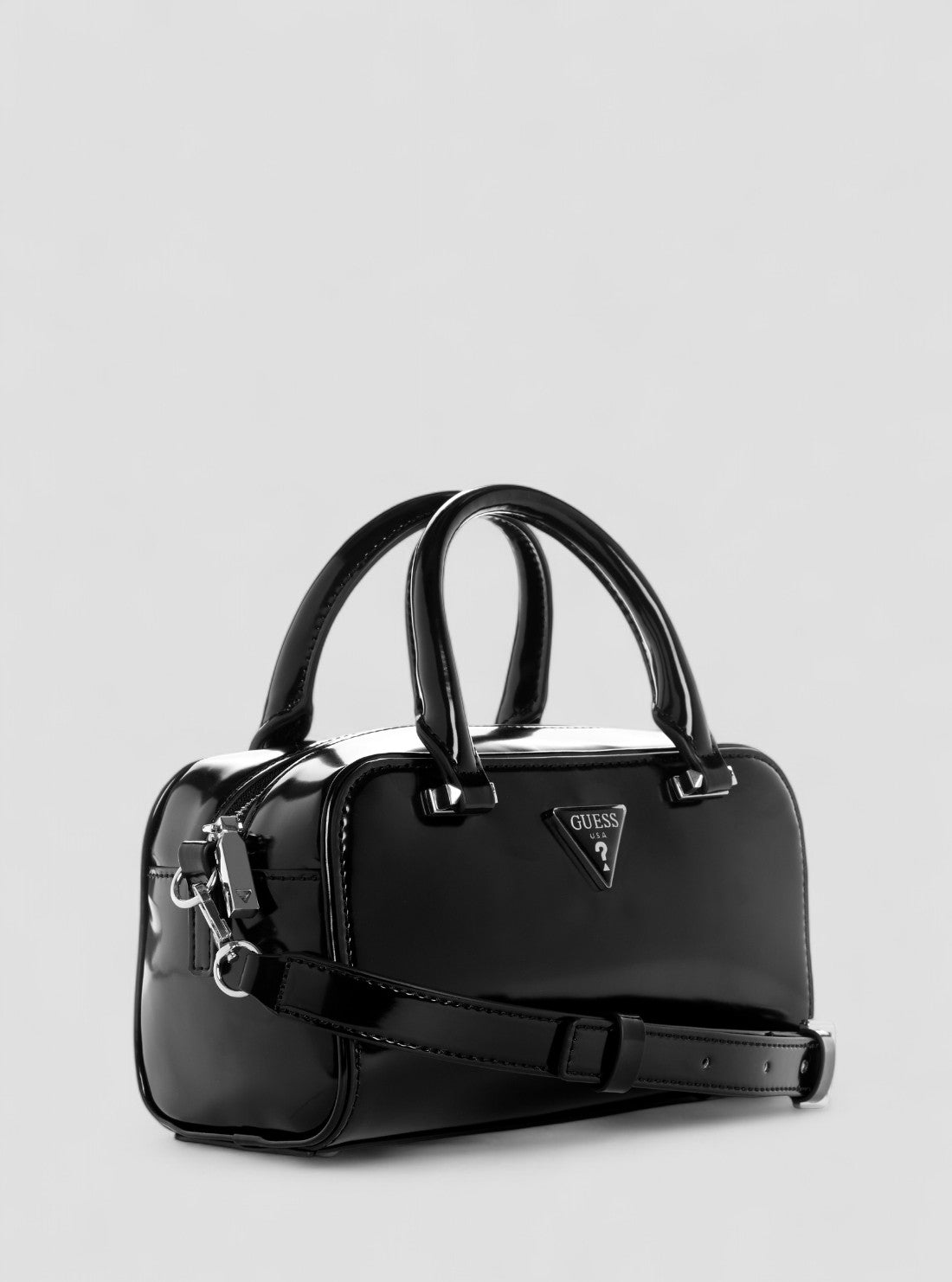 GUESS Womens Black Arnela Mini Satchel Bag NY949674 Front SIde View