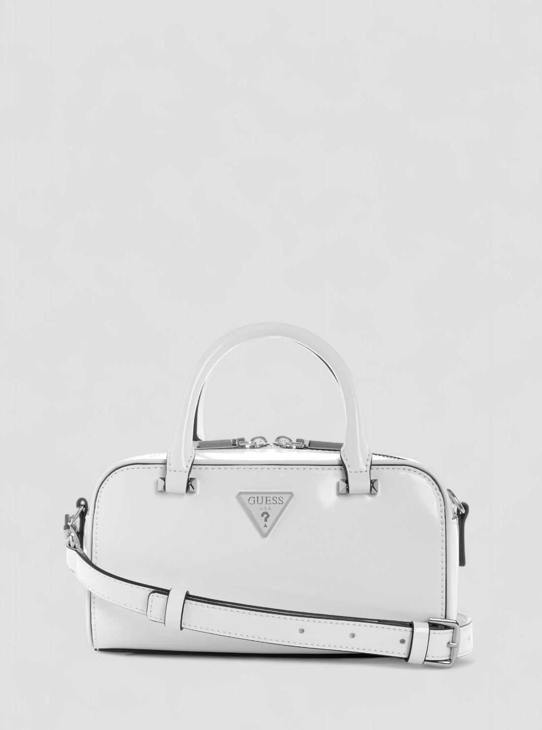 GUESS Womens White Arnela Mini Satchel Bag NY949674 Front View