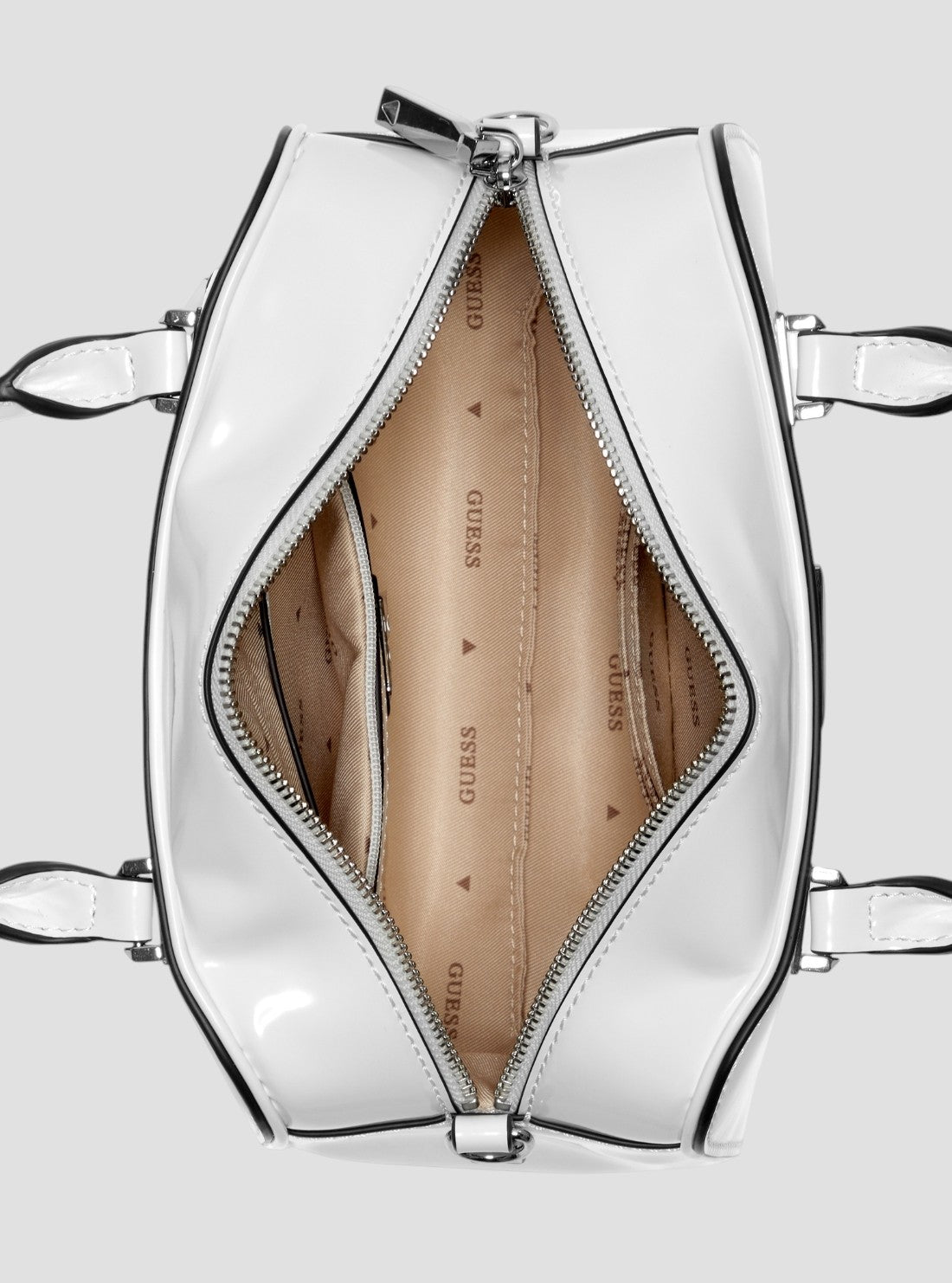 GUESS Womens White Arnela Mini Satchel Bag NY949674 Inside VIew