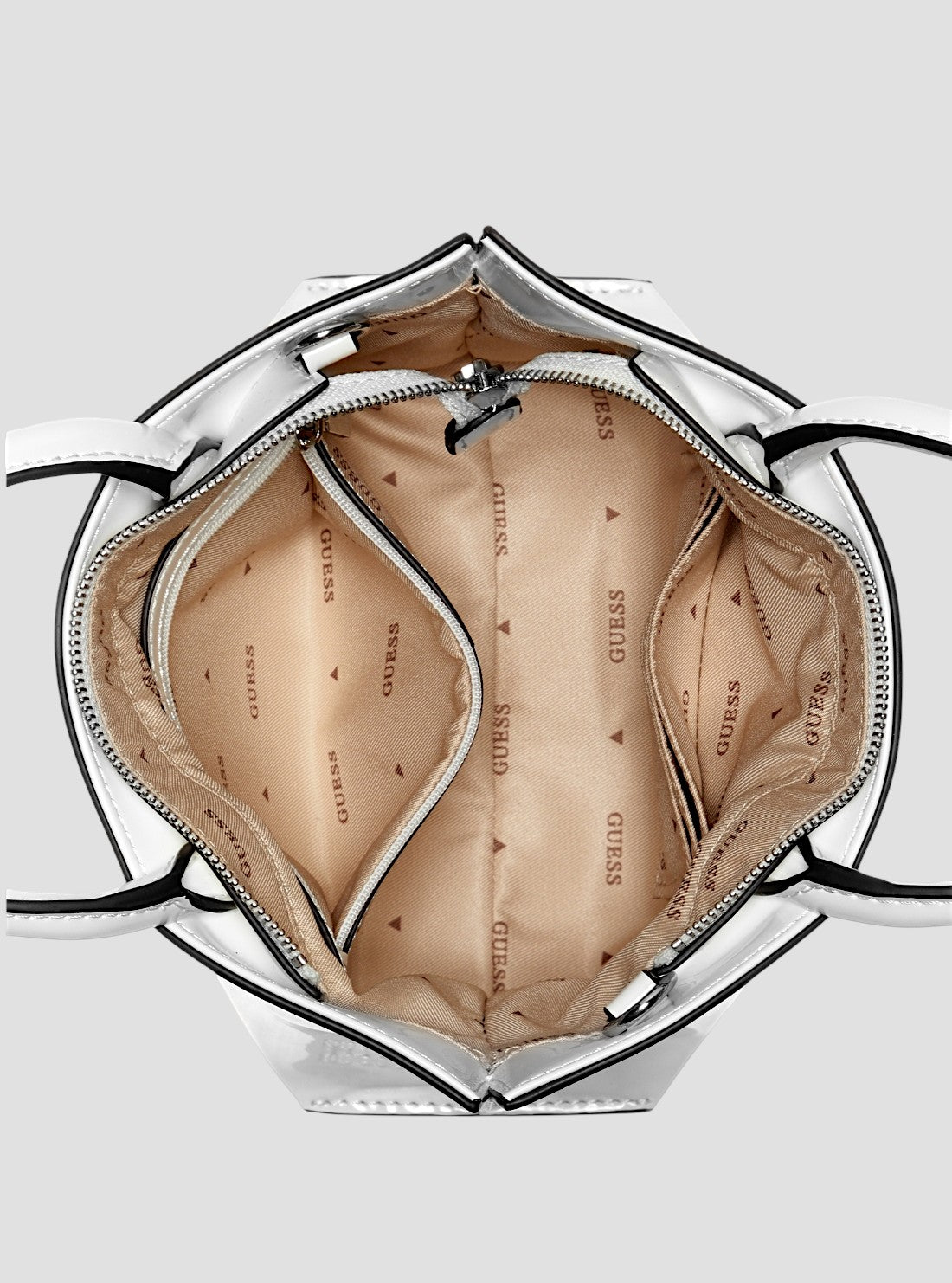 GUESS Womens White Arnela Mini Tote Bag NY949675 Inside View