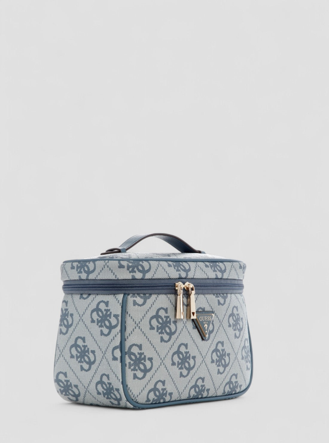 GUESS Womens Blue Logo Berta Toiletry Train Case OB8688039 Side View