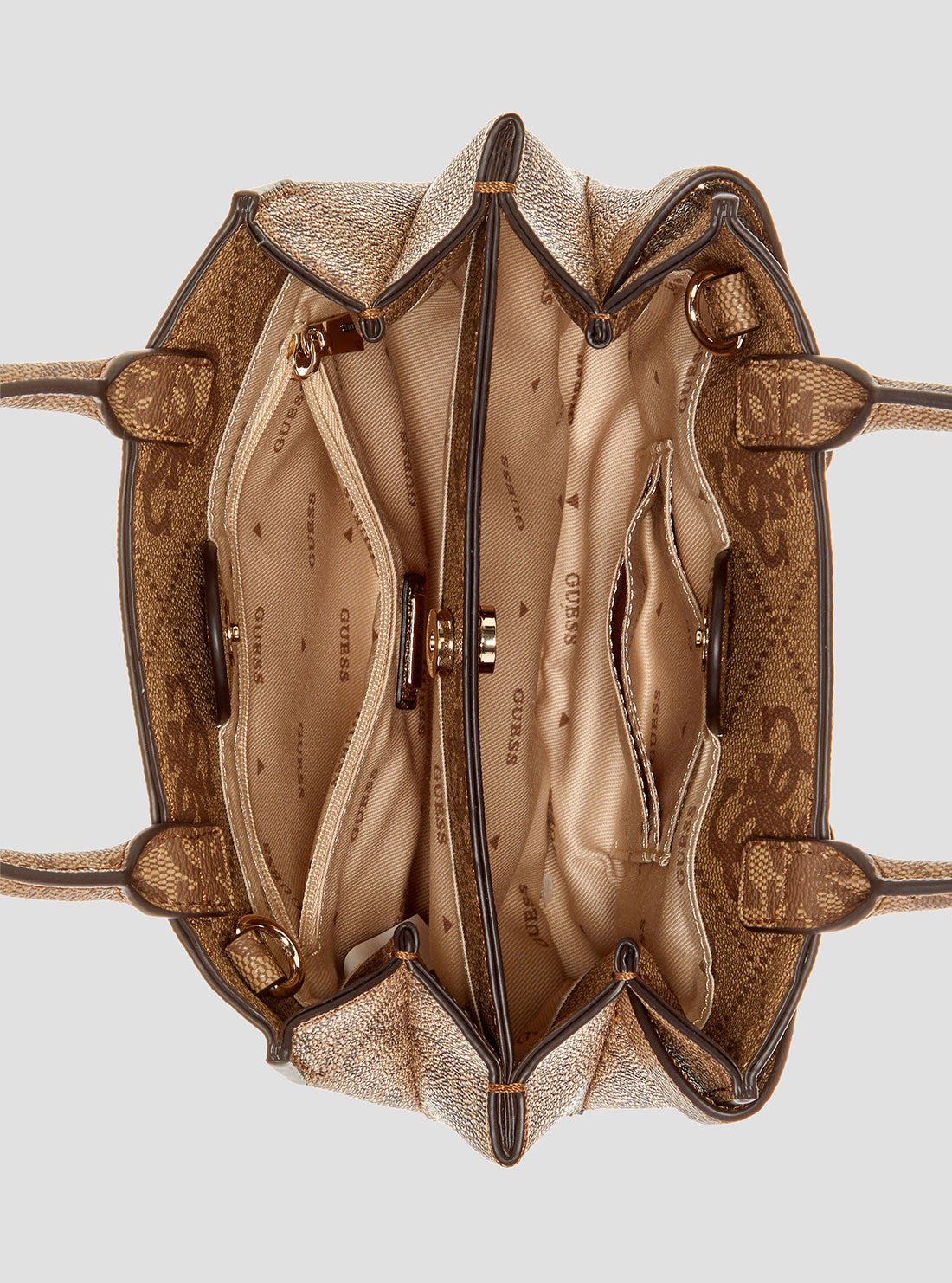 GUESS Womens Brown Logo Lorelei Mini Satchel Bag OS963976  Inside View