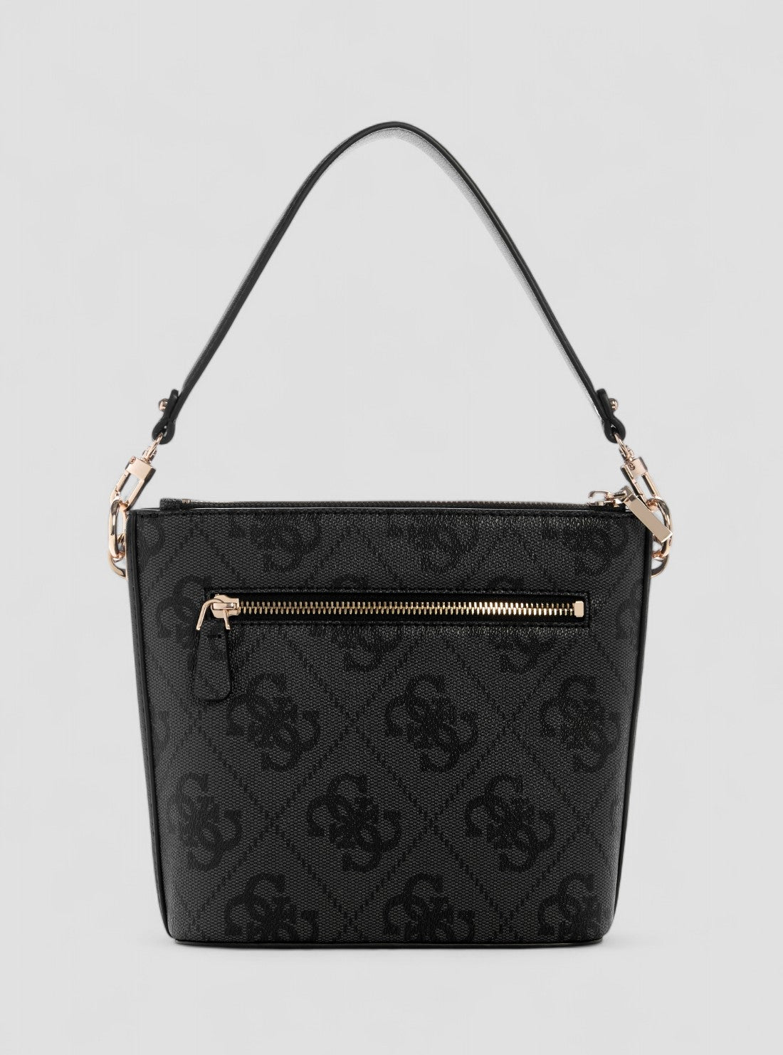 GUESS Womens Black Logo Karnilla Logo Bucket Bag OS990101 Back View