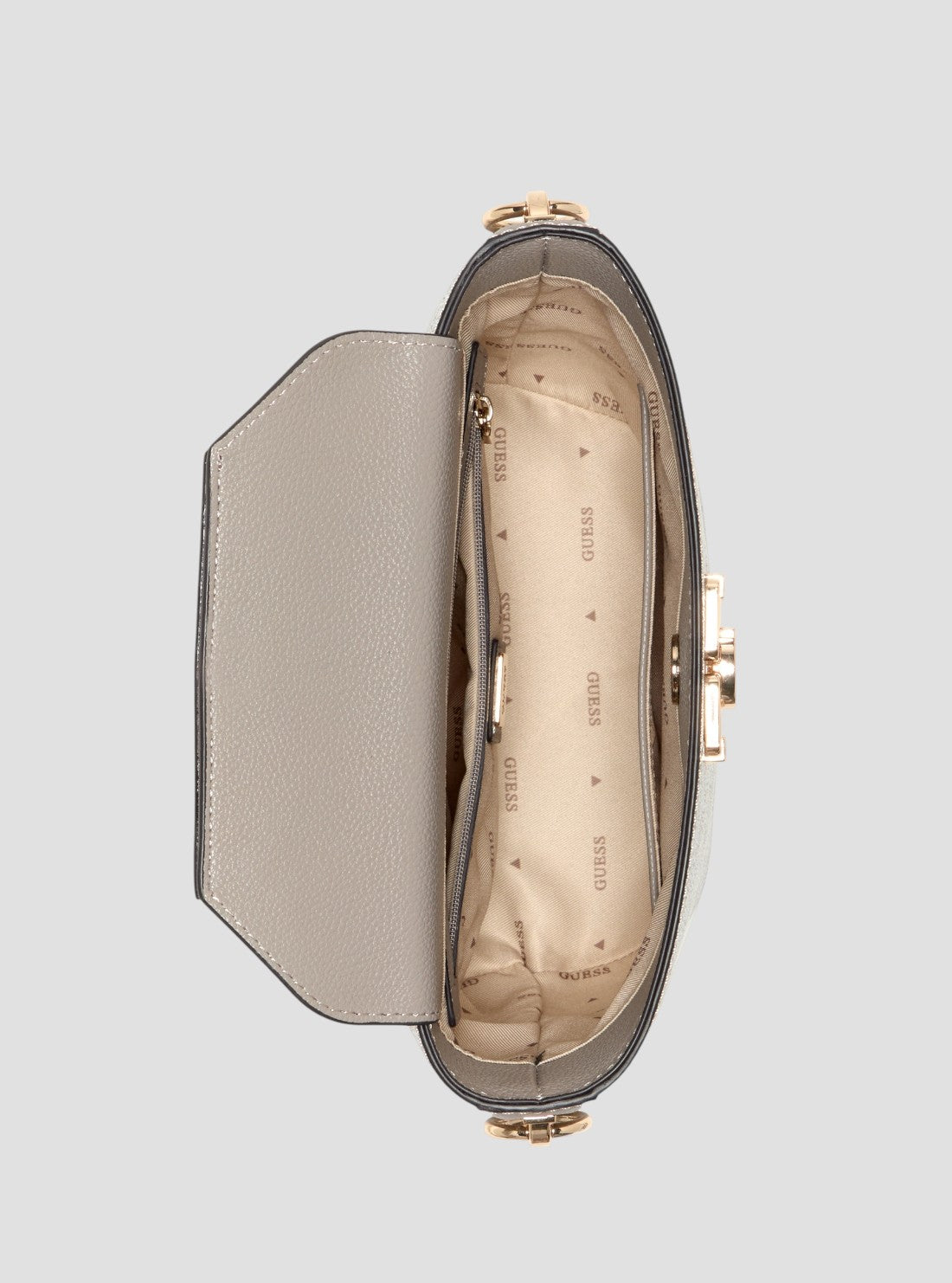 GUESS Womens Grey Logo Karnilla Logo Bucket Bag OS990101 Inside View