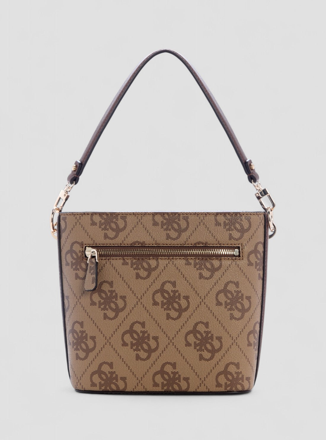 GUESS Womens Brown Logo Karnilla Logo Bucket Bag OS990101 Back View