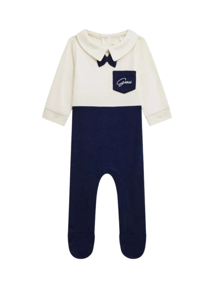 GUESS Kids White Brushed Interlock Overall (0-12m) P5BG00KBEG0 Front View
