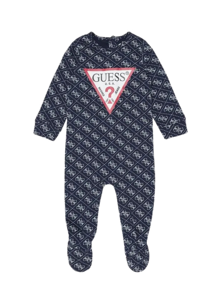 GUESS Kids Blue Logo Interlock Overall (0-12m) P5BG01KA6W1 Front View