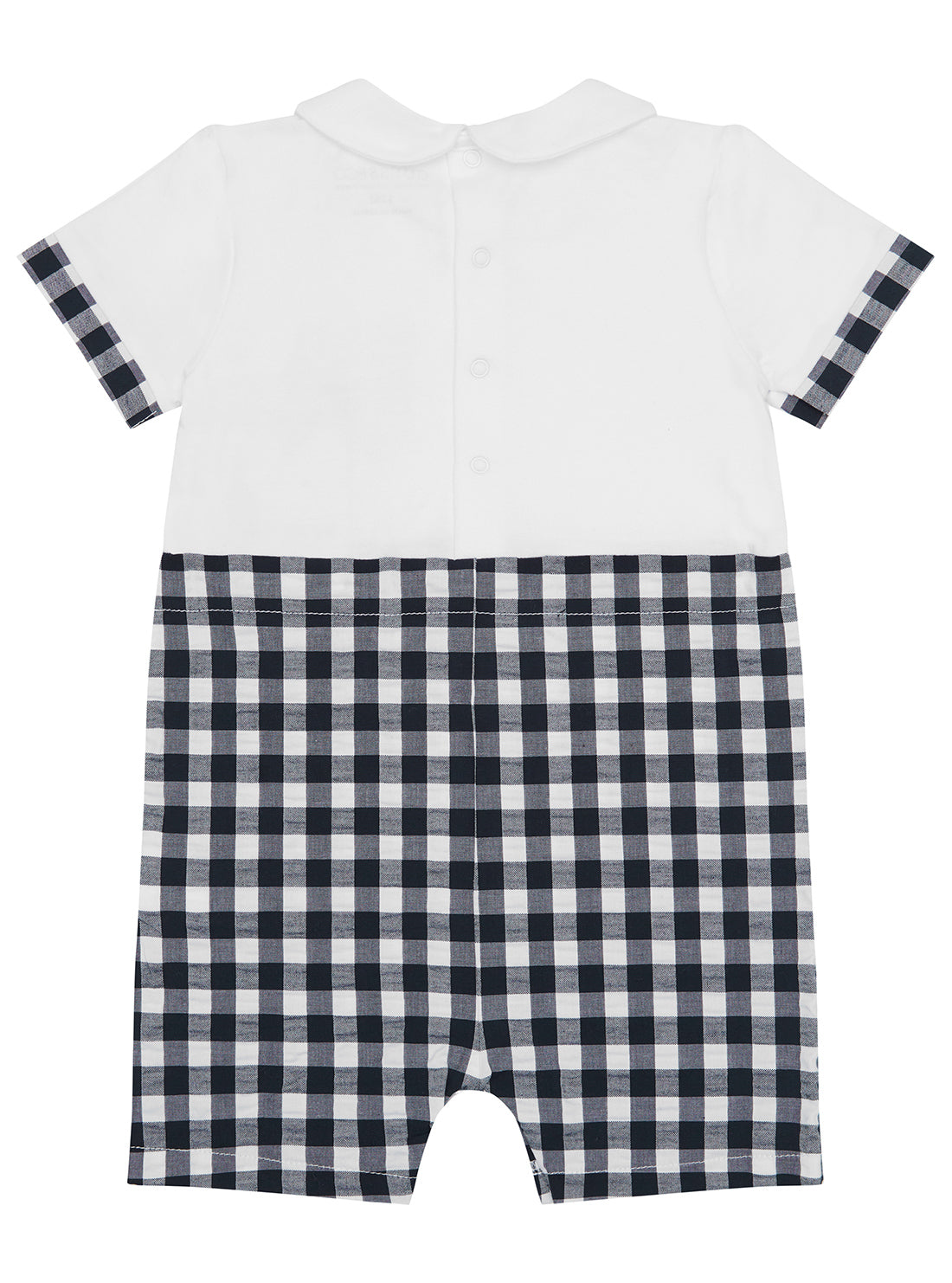 GUESS Kids White Seersucker Shortie Romper (0-12m) Back View
