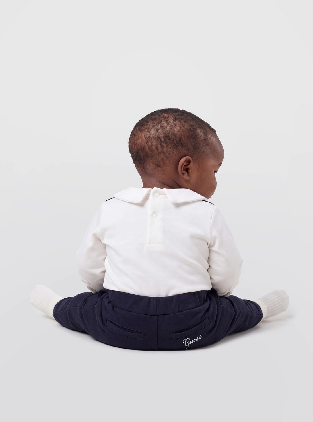 GUESS Kids White Vest Bodysuit and Pants Set (0-9m) P6BG09K5985 Model View3