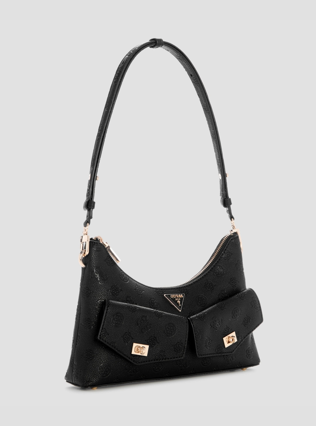 GUESS Womens Black Logo Blake Convertible Shoulder Bag PD222218 Side View