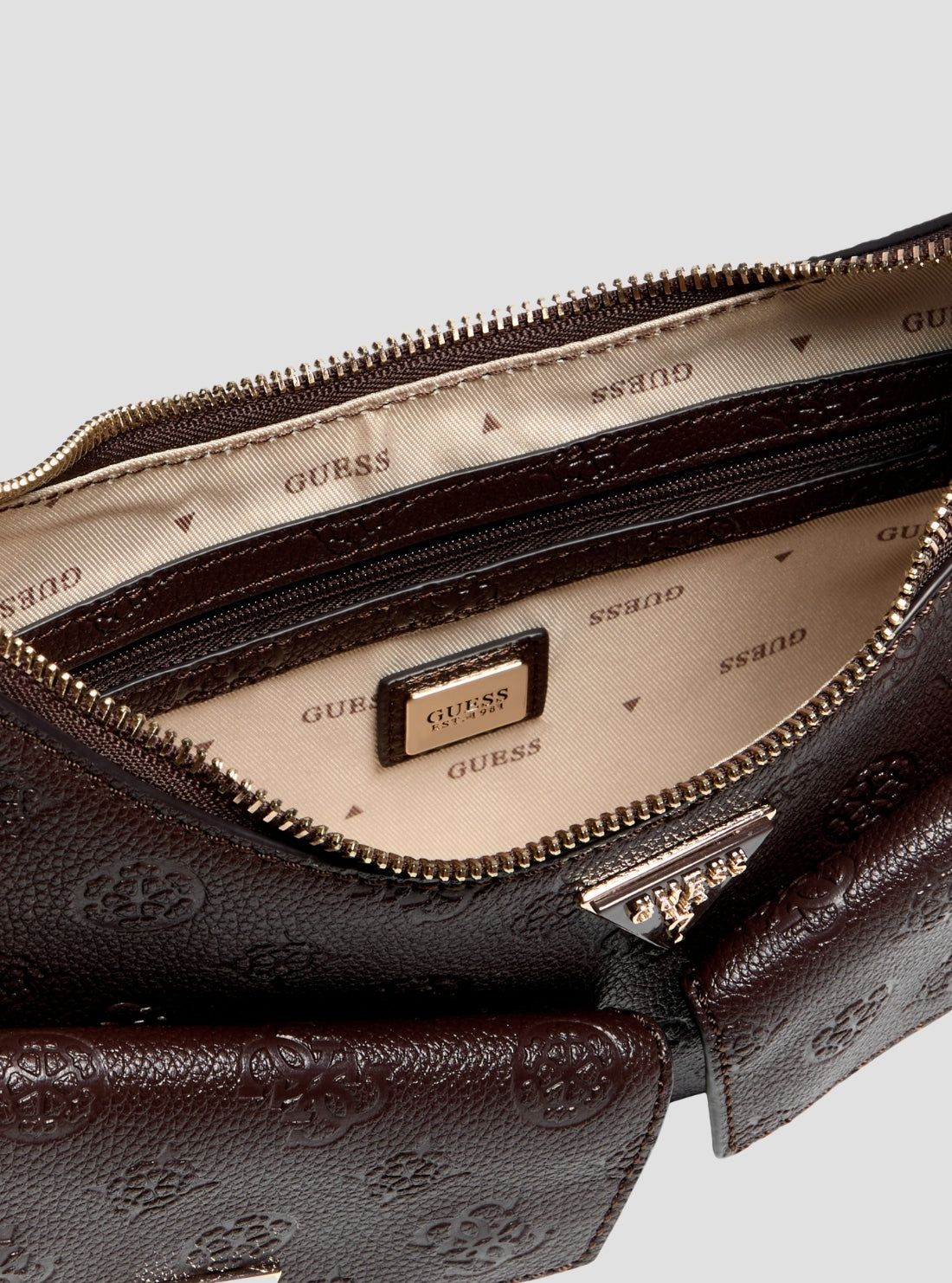 GUESS Womens Brown Logo Blake Convertible Shoulder Bag PD222218 Detail View