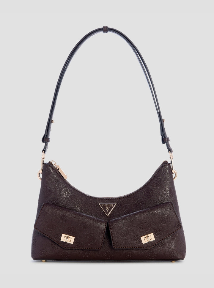 GUESS Womens Brown Logo Blake Convertible Shoulder Bag PD222218 Front View