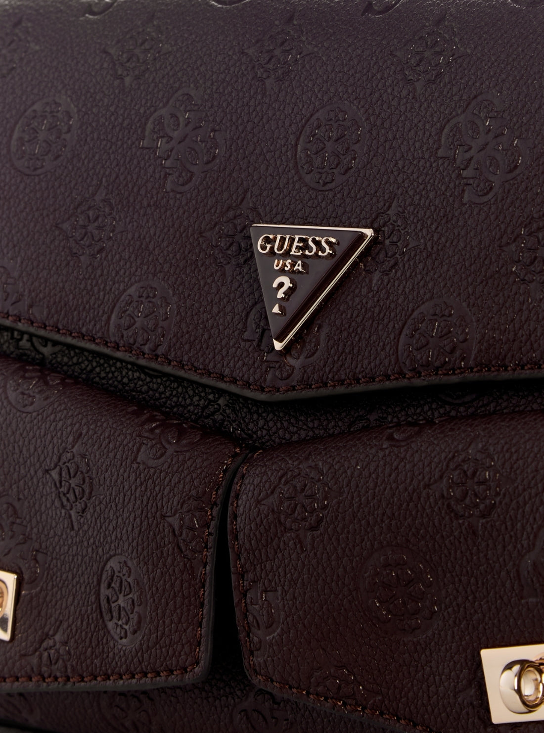 GUESS Womens Brown Logo Blake Convertible Crossbody Flap Bag PD222221 Detail View