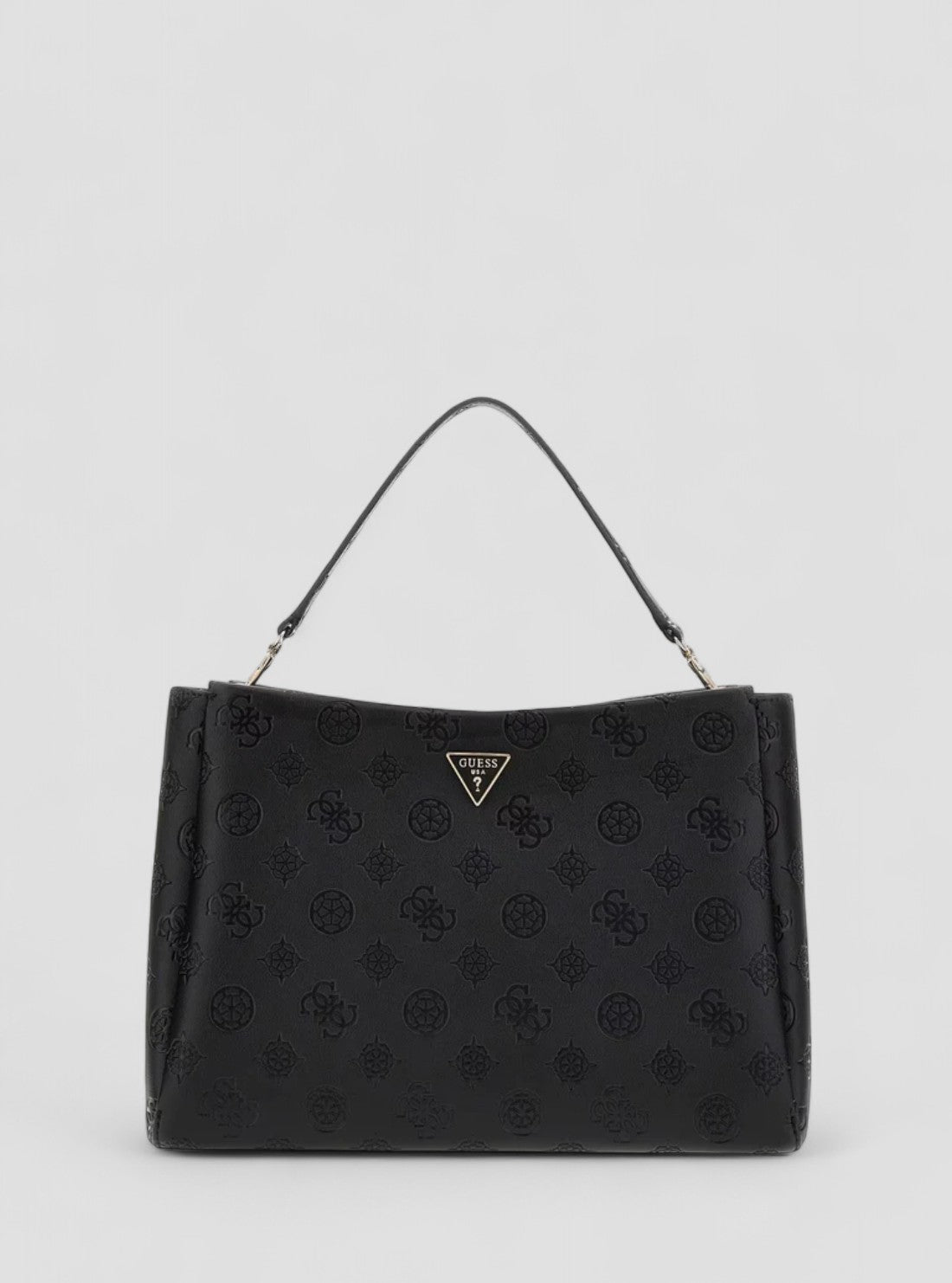 GUESS Womens Black Tisha Large Girlfriend Satchel Bag PD776407 Front View