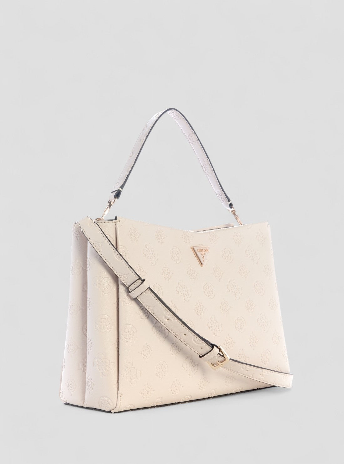 GUESS Womens Beige Tisha Large Girlfriend Satchel Bag PD776407 Front Side View