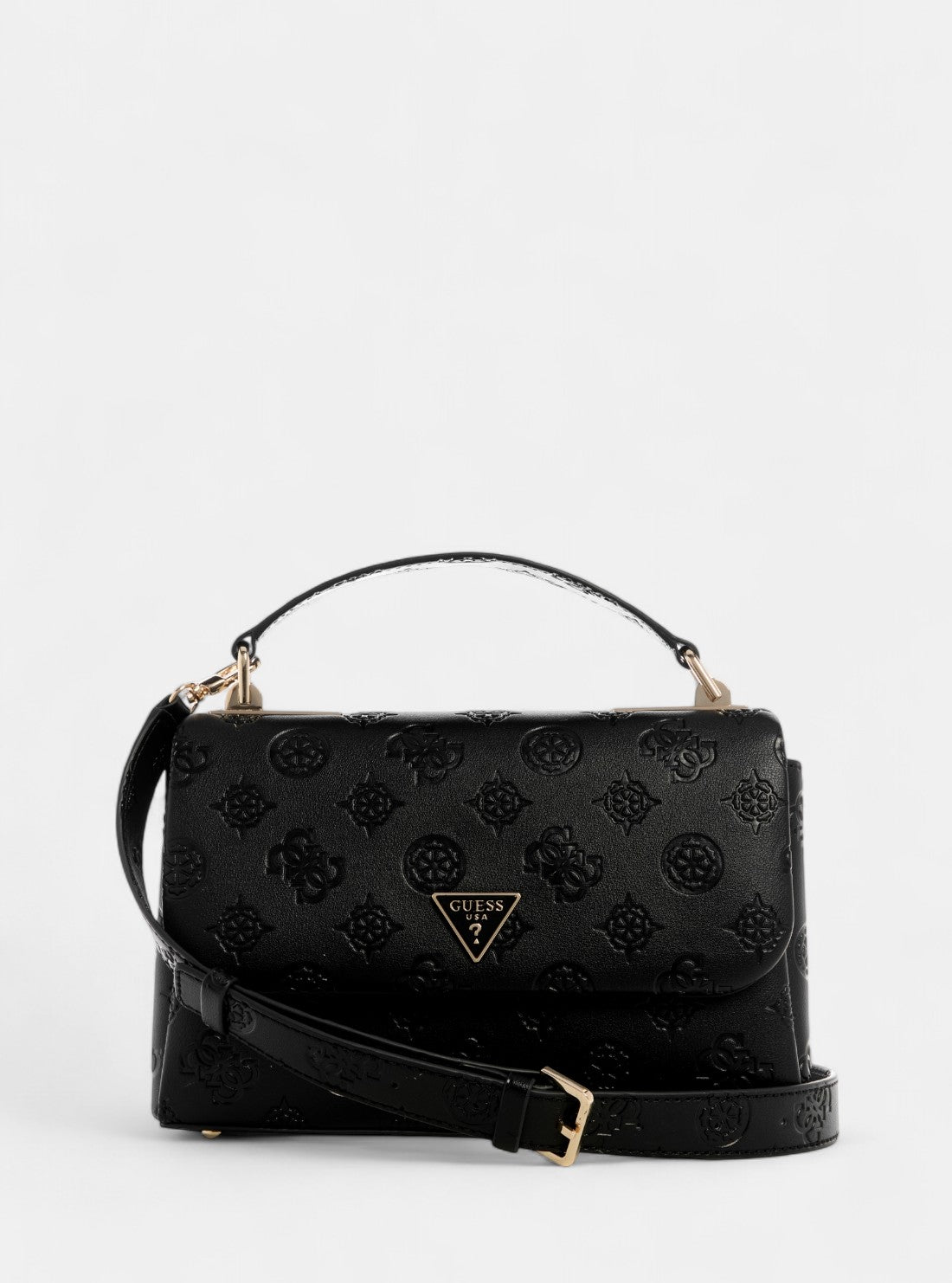 GUESS Womens Black Logo Tisha Top Handle Flap Bag PD776420BLO Front View