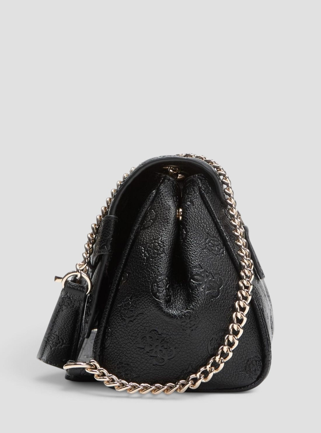 GUESS Womens Black Logo Ella Crossbody Flap Bag PD974621 Side View