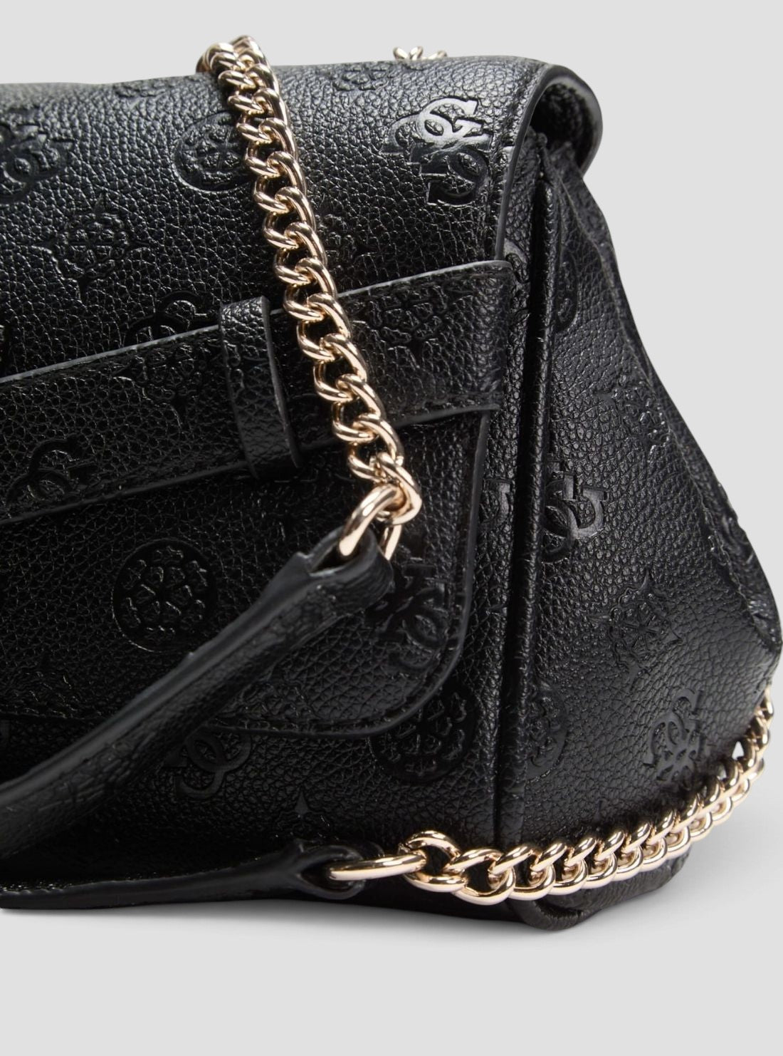 GUESS Womens Black Logo Ella Crossbody Flap Bag PD974621 Detail View2