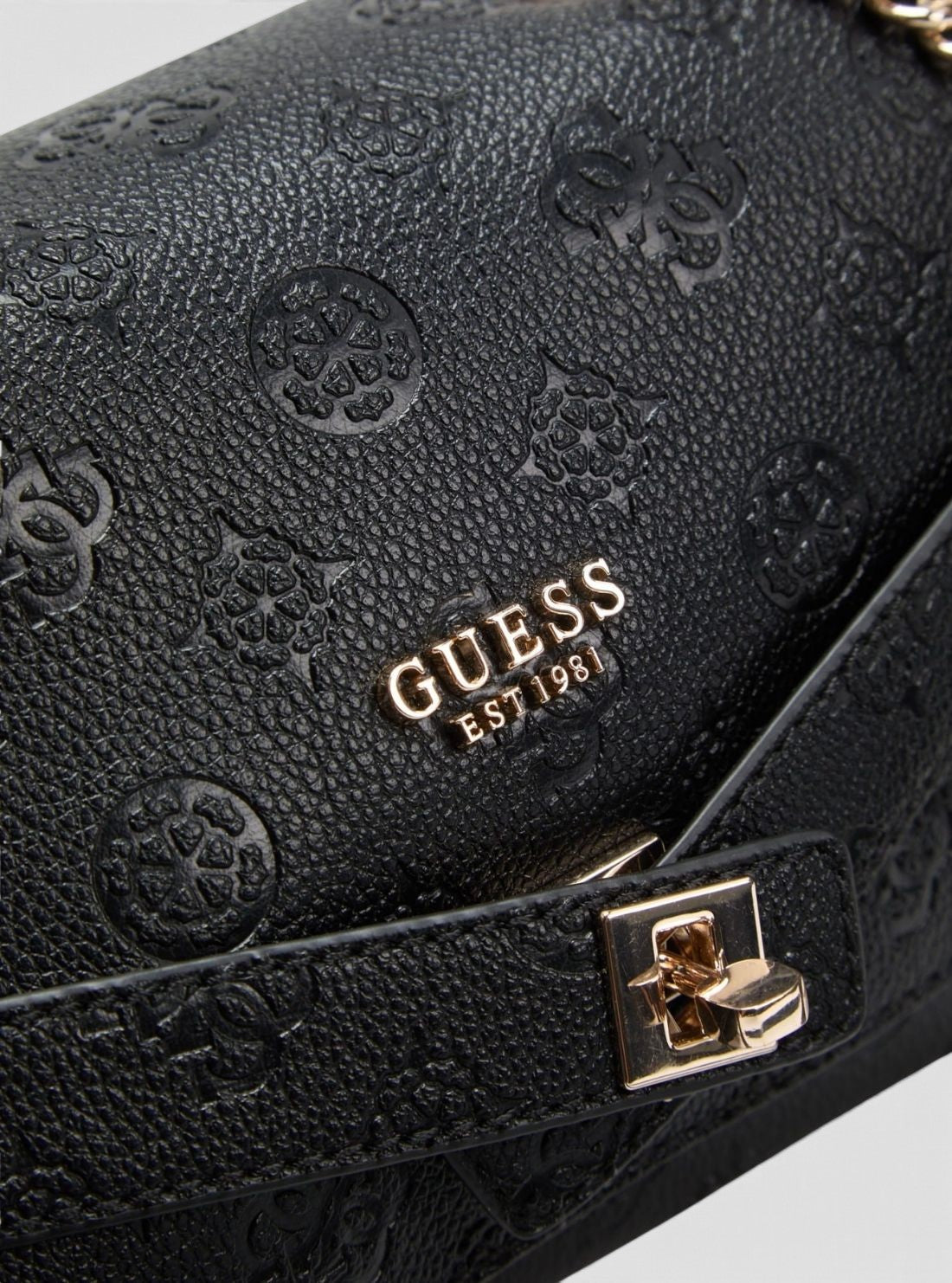 GUESS Womens Black Logo Ella Crossbody Flap Bag PD974621 Detail View