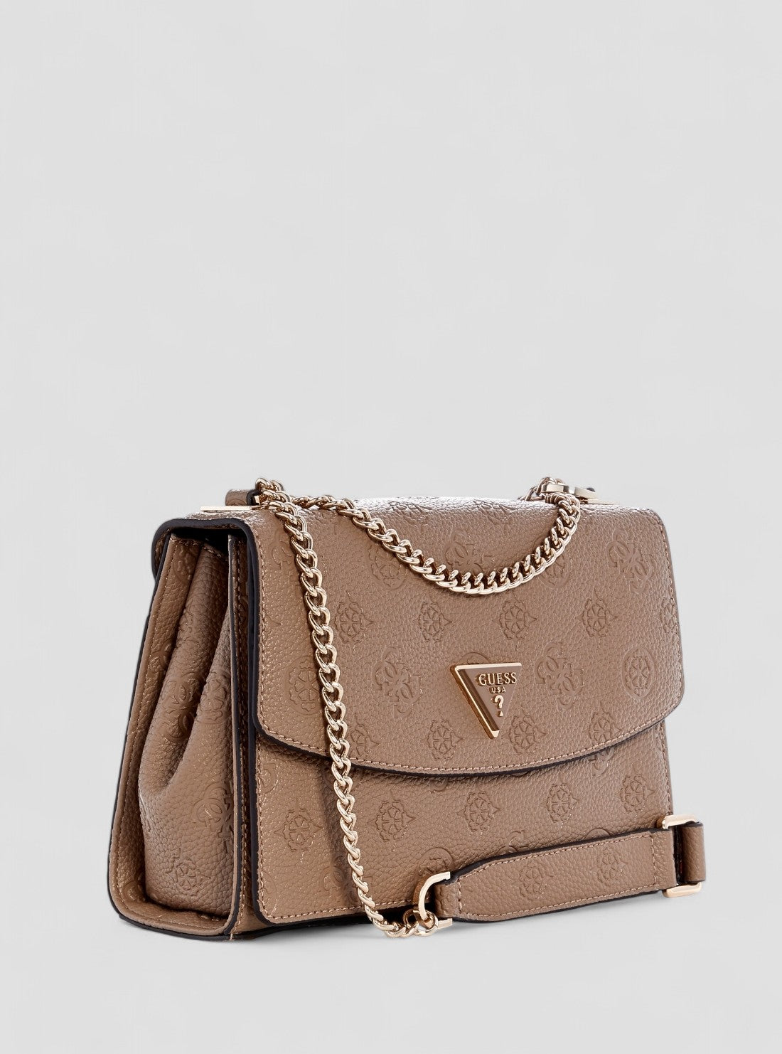 GUESS Womens Brown Logo Cresidia II Convertible Crossbody Flap Bag PD988821 Front Side View