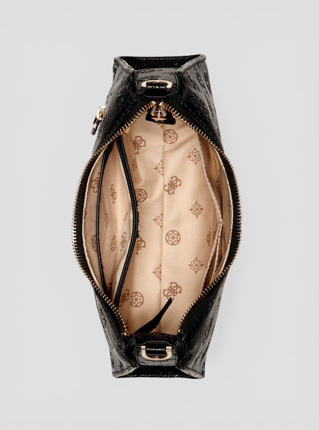 GUESS Womens Black Cresidia Top Zip Shoulder Bag PG934918 Inside View