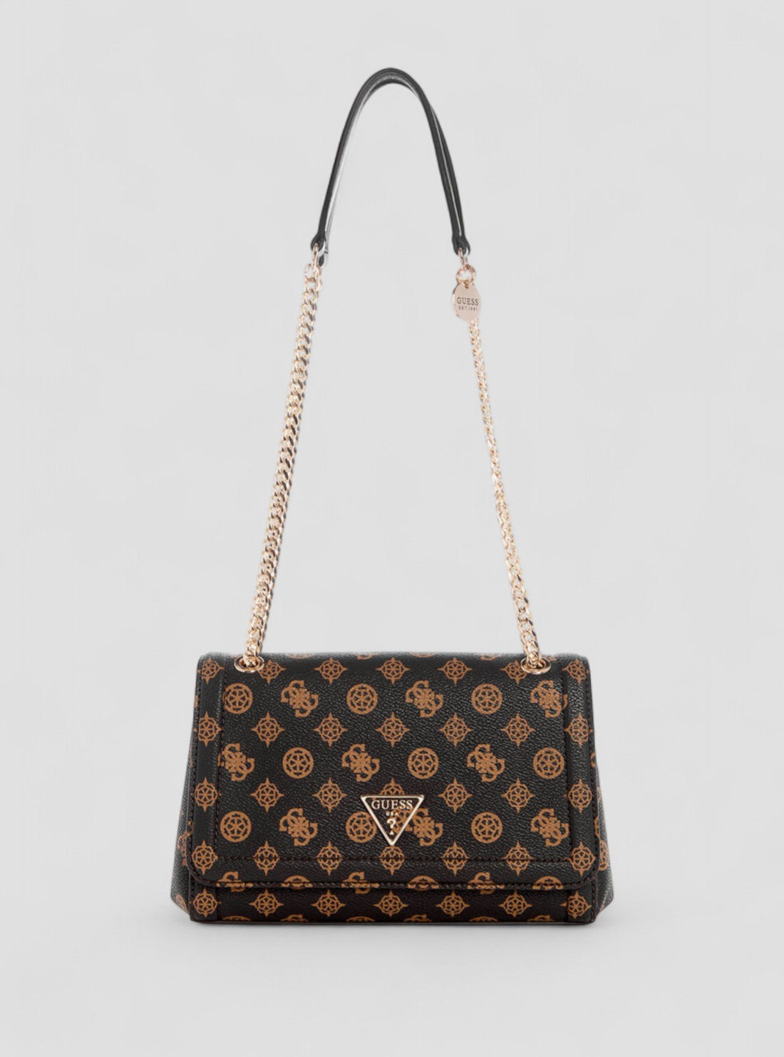 GUESS Womens Brown Logo Noelle Convertible Crossbody Bag PM787921 Front View