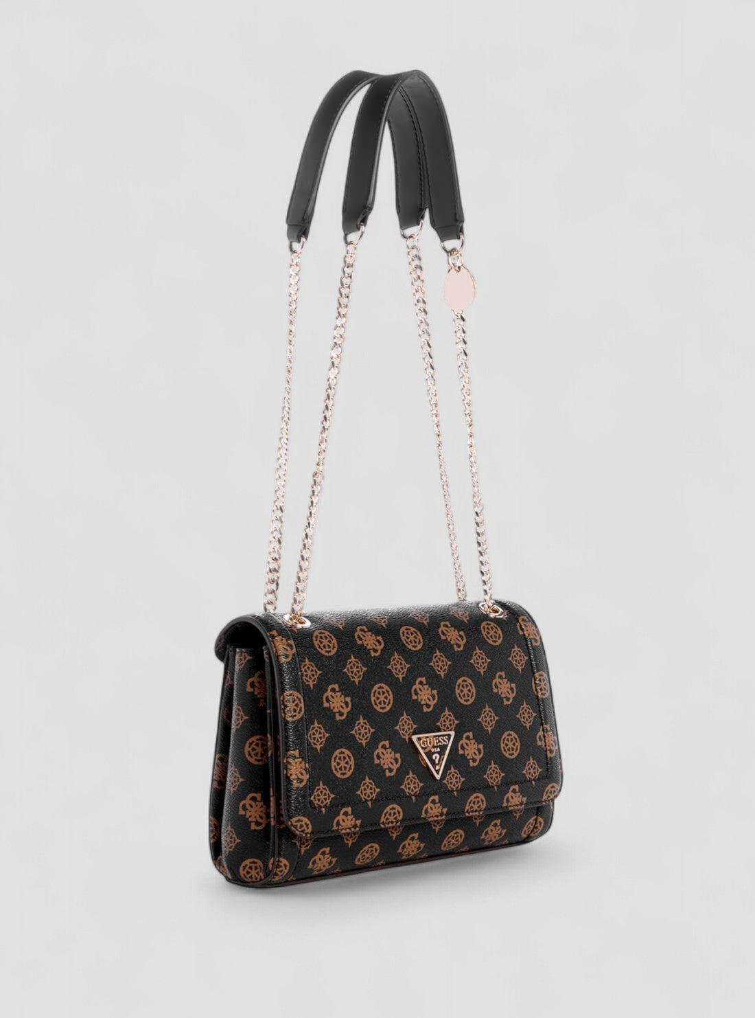 GUESS Womens Brown Logo Noelle Convertible Crossbody Bag PM787921 Front Side View