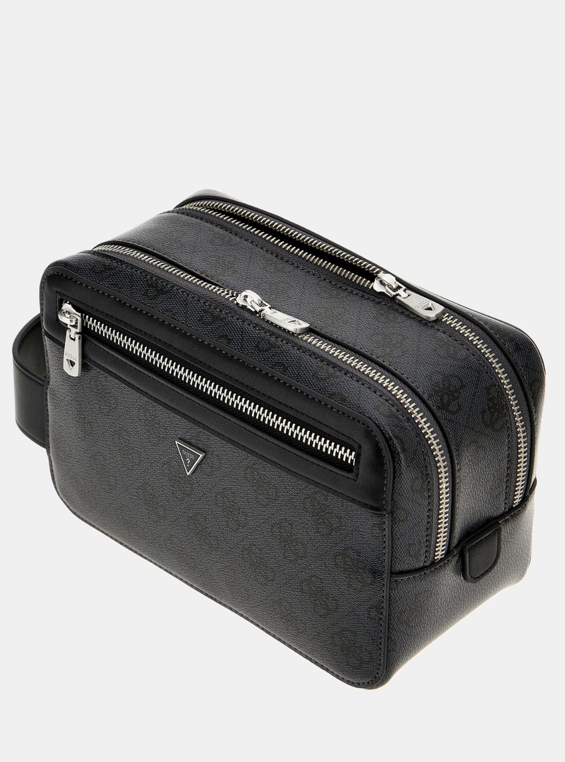 GUESS Mens Black Logo Losanna Double-Zip Beauty Case PMLOLOP5239 Side View
