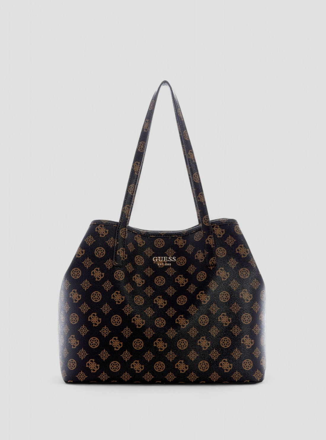 GUESS Womens Brown Logo Vikky Tote Bag PQ699523 Front View