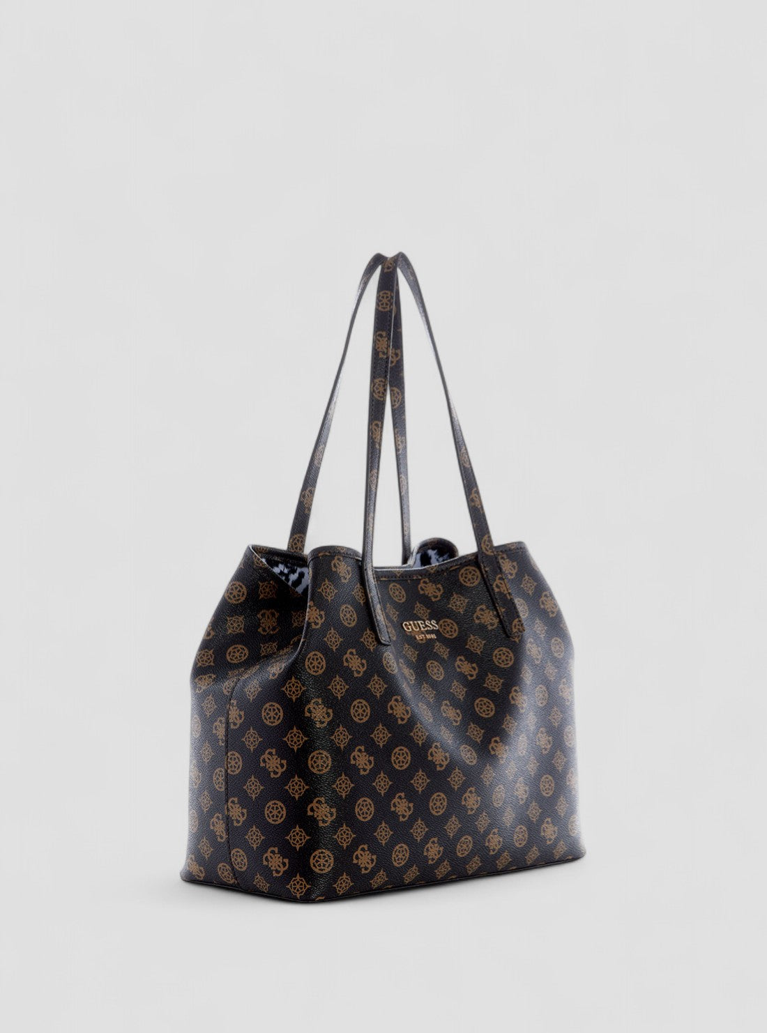 GUESS Womens Brown Logo Vikky Tote Bag PQ699523 Front Side View