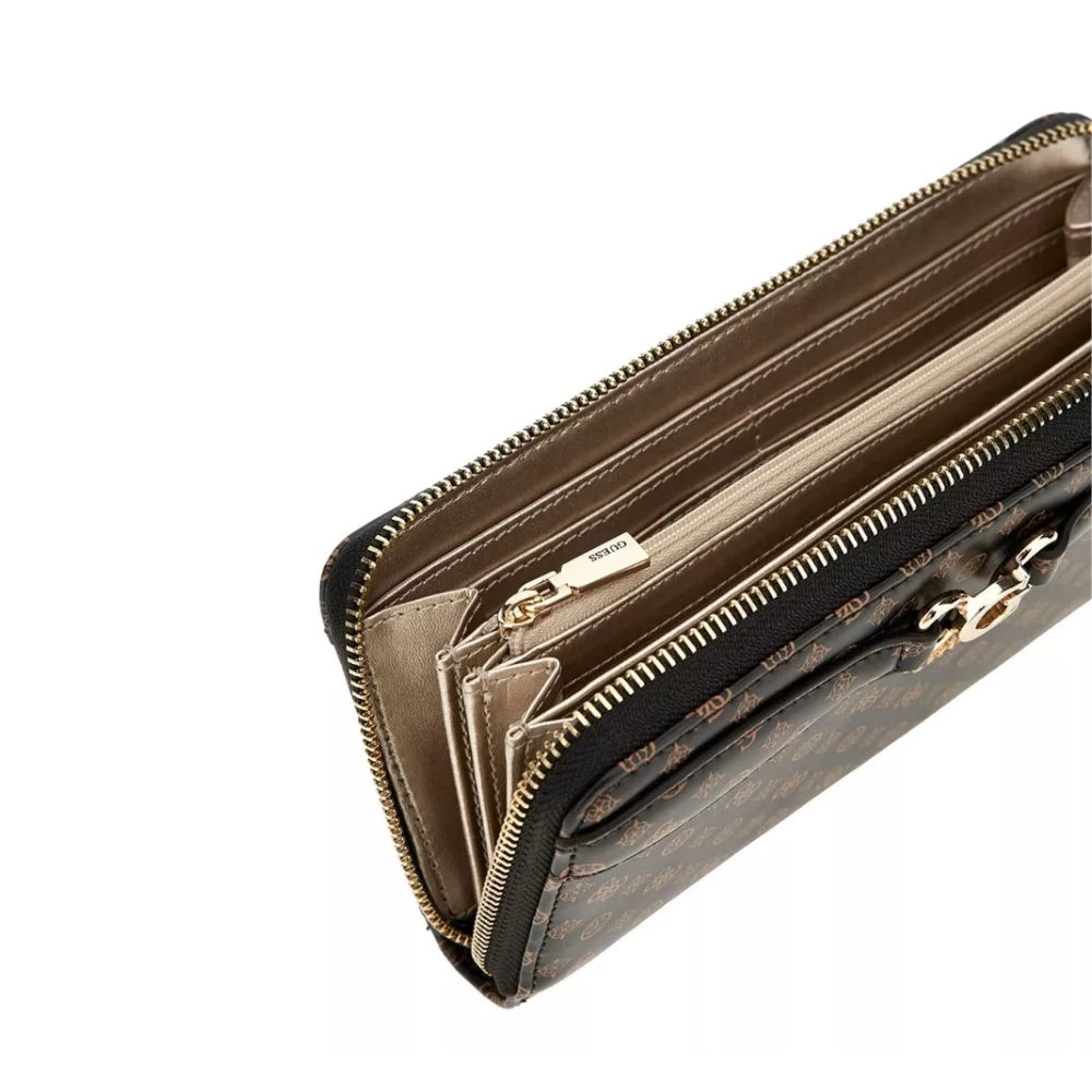 Brown Arlena Logo Large Zip Around Wallet