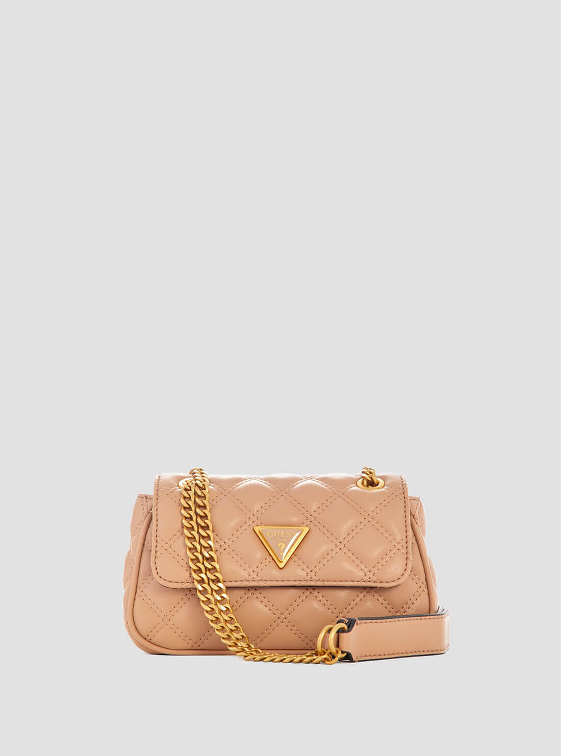 Beige Giully Mini Convertible Crossbody Bag | GUESS Women's Handbags | front view 