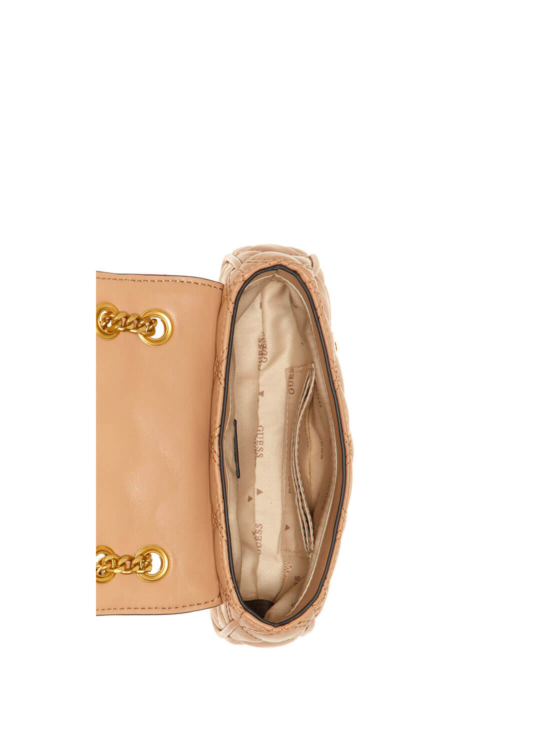 Beige Giully Mini Convertible Crossbody Bag | GUESS Women's Handbags | inside view