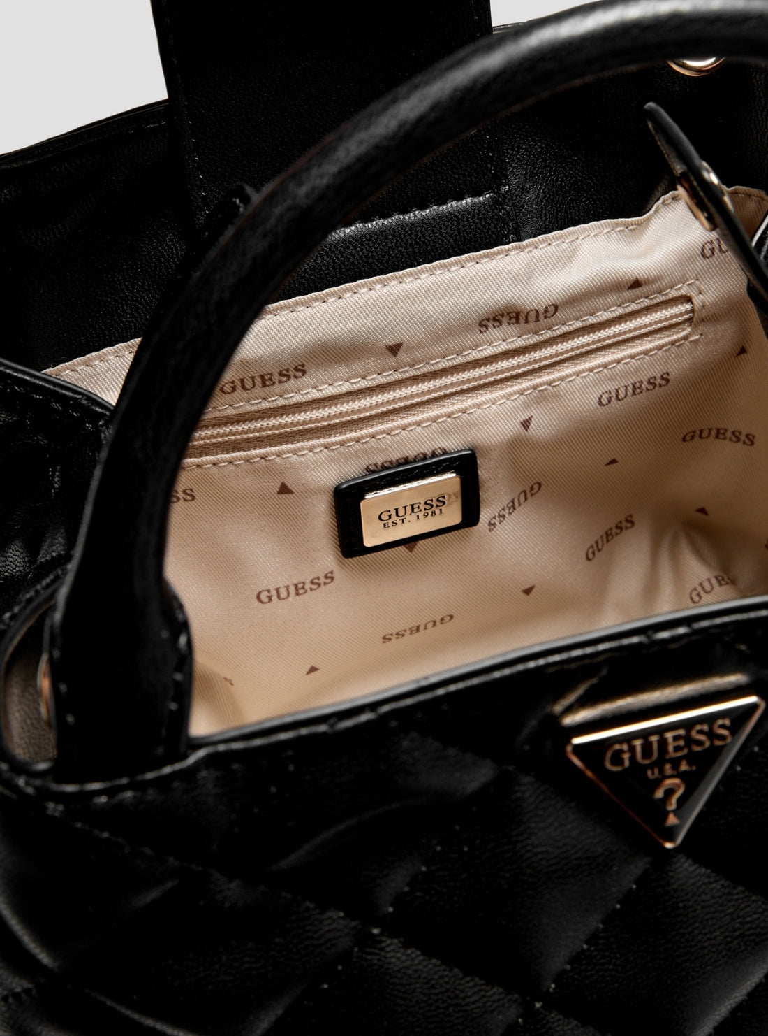 GUESS Womens Black Juliet Mini Satchel Bag QG245671 Detail View