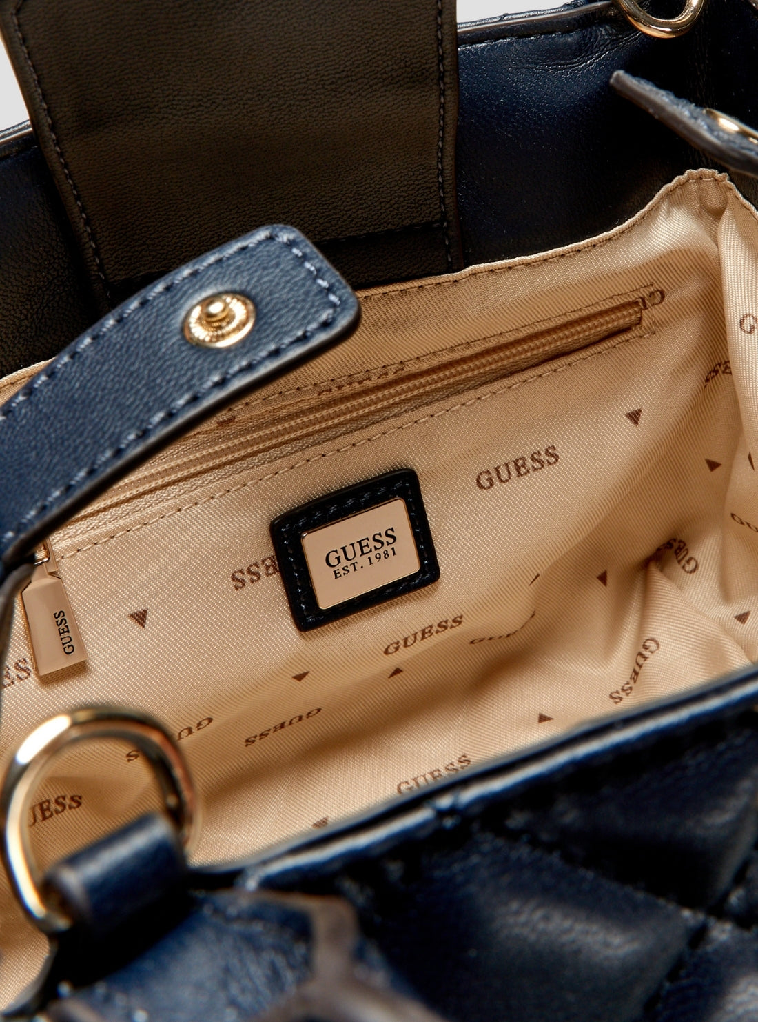 GUESS Womens Blue Juliet Mini Satchel Bag QG245671 Inside View
