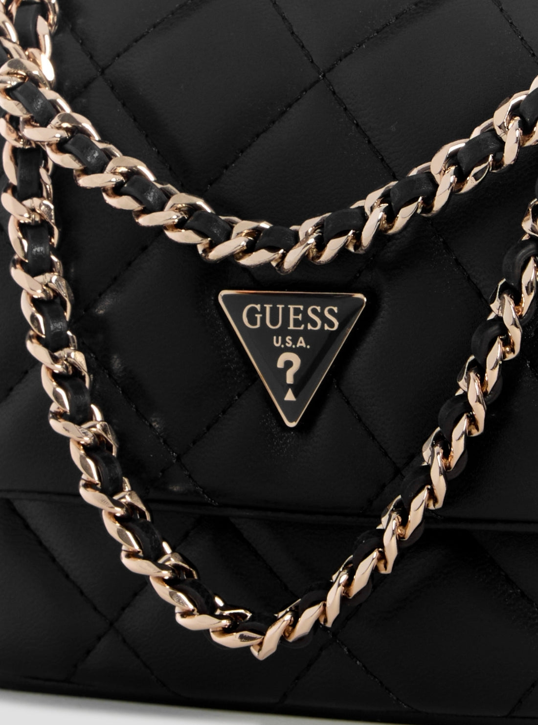 GUESS Womens Black Juliet Mini Flap Crossbody Bag QG245674 Detail View