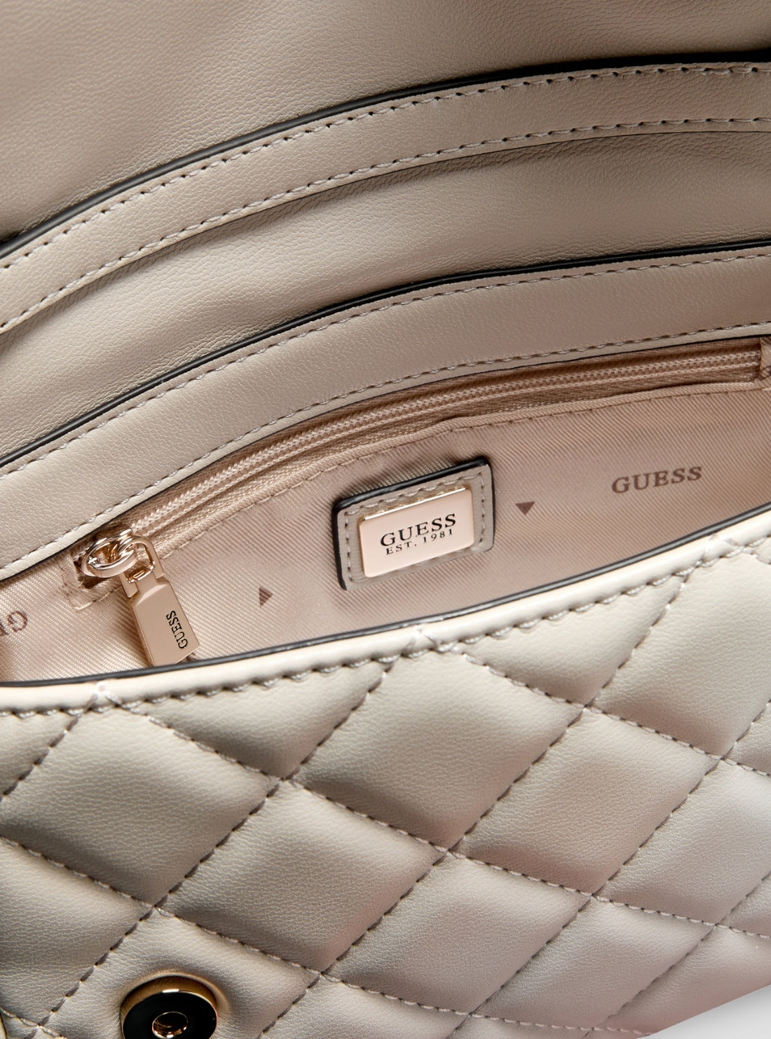 GUESS Womens Bone Juliet Mini Flap Crossbody Bag QG245674 Inside View