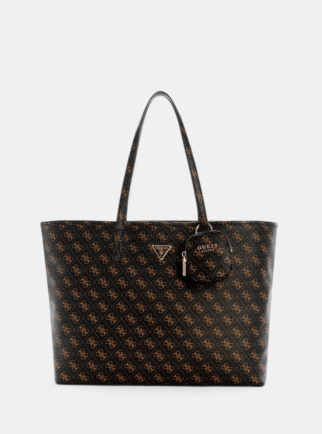 GUESS Womens Brown Logo Power Play Large Tech Tote QG712424 Front View_2