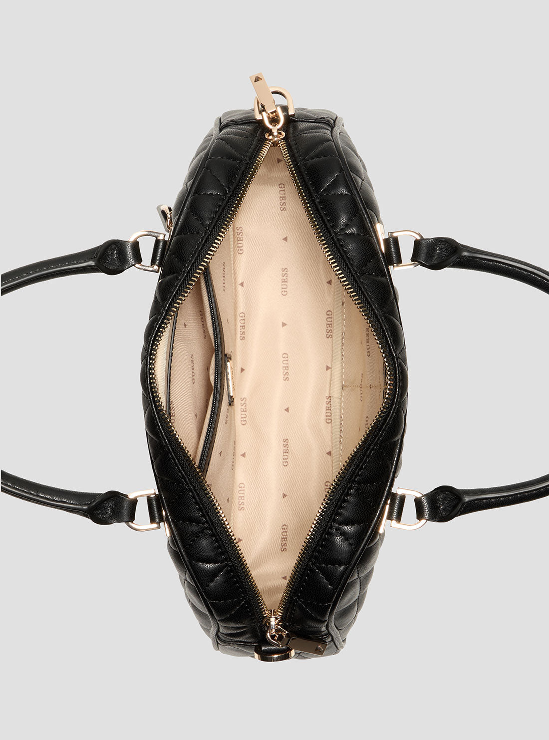 GUESS Womens Black Valla Small Satchel Bag QG812205 Inside View