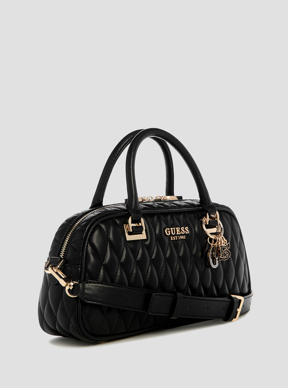 GUESS Womens Black Valla Small Satchel Bag QG812205 Front Side View