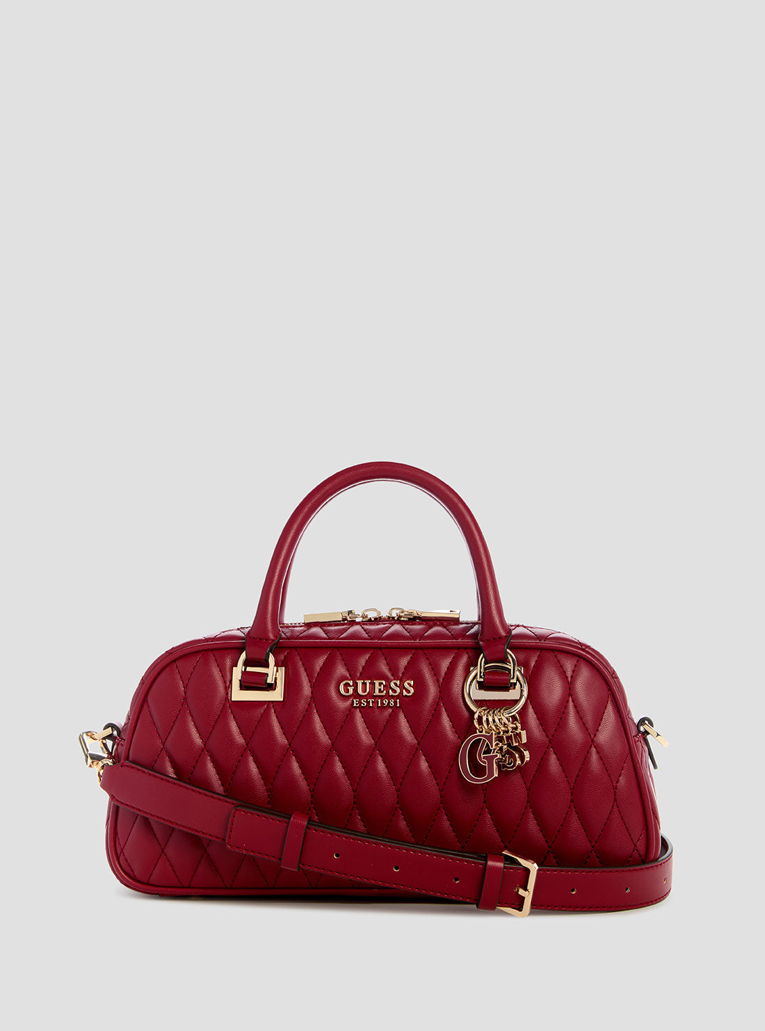 GUESS Womens Red Valla Small Satchel Bag QG812205 Front View