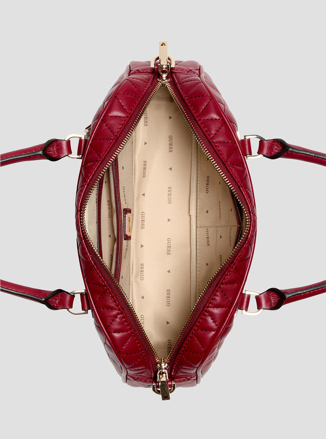 GUESS Womens Red Valla Small Satchel Bag QG812205 Inside View