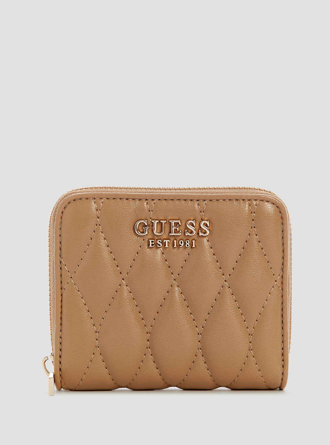GUESS Womens Beige Valla Small Zip Around Wallet QG8122137 Front View