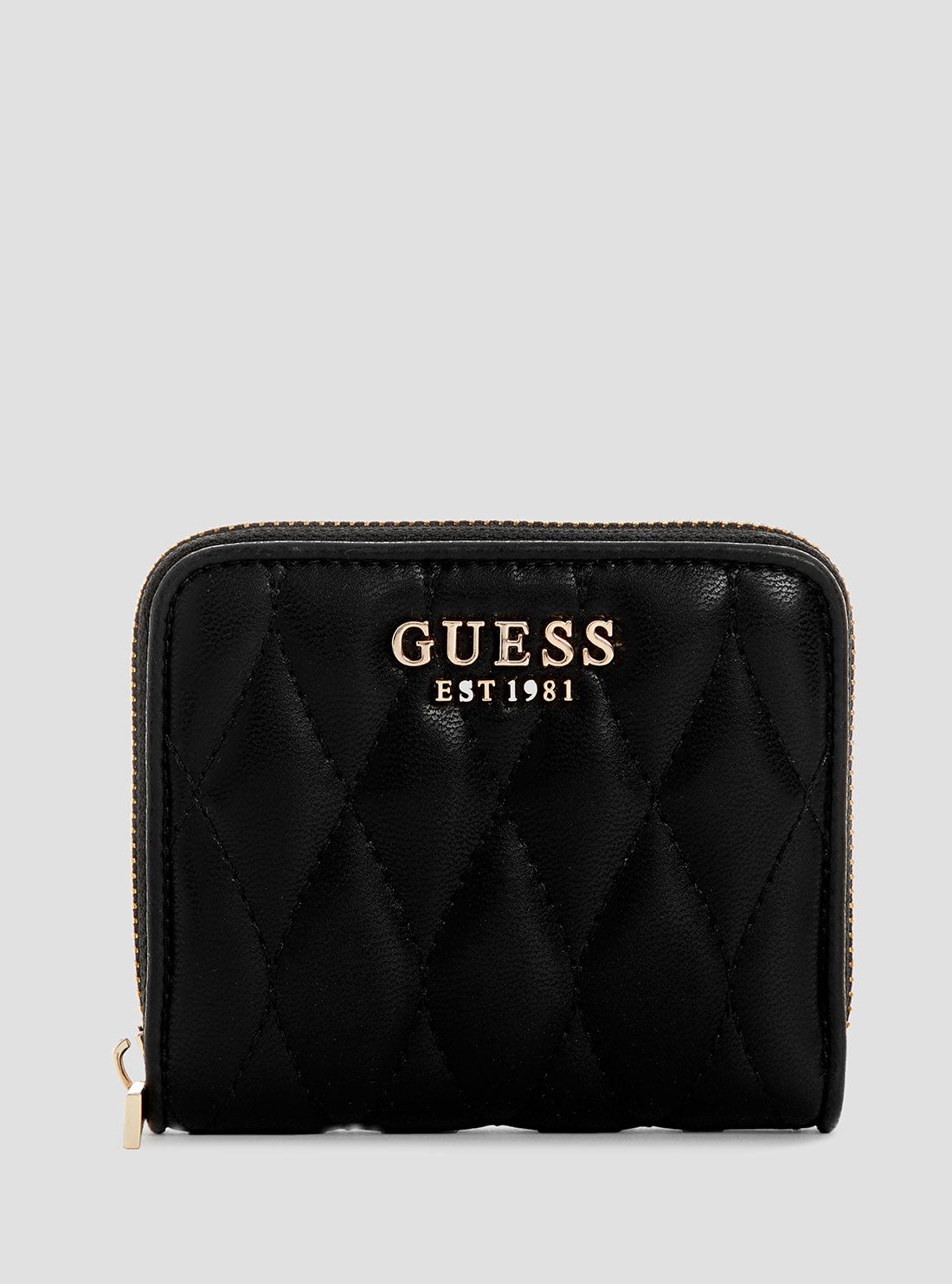 GUESS Womens Black Valla Small Zip Around Wallet QG8122137 Front View