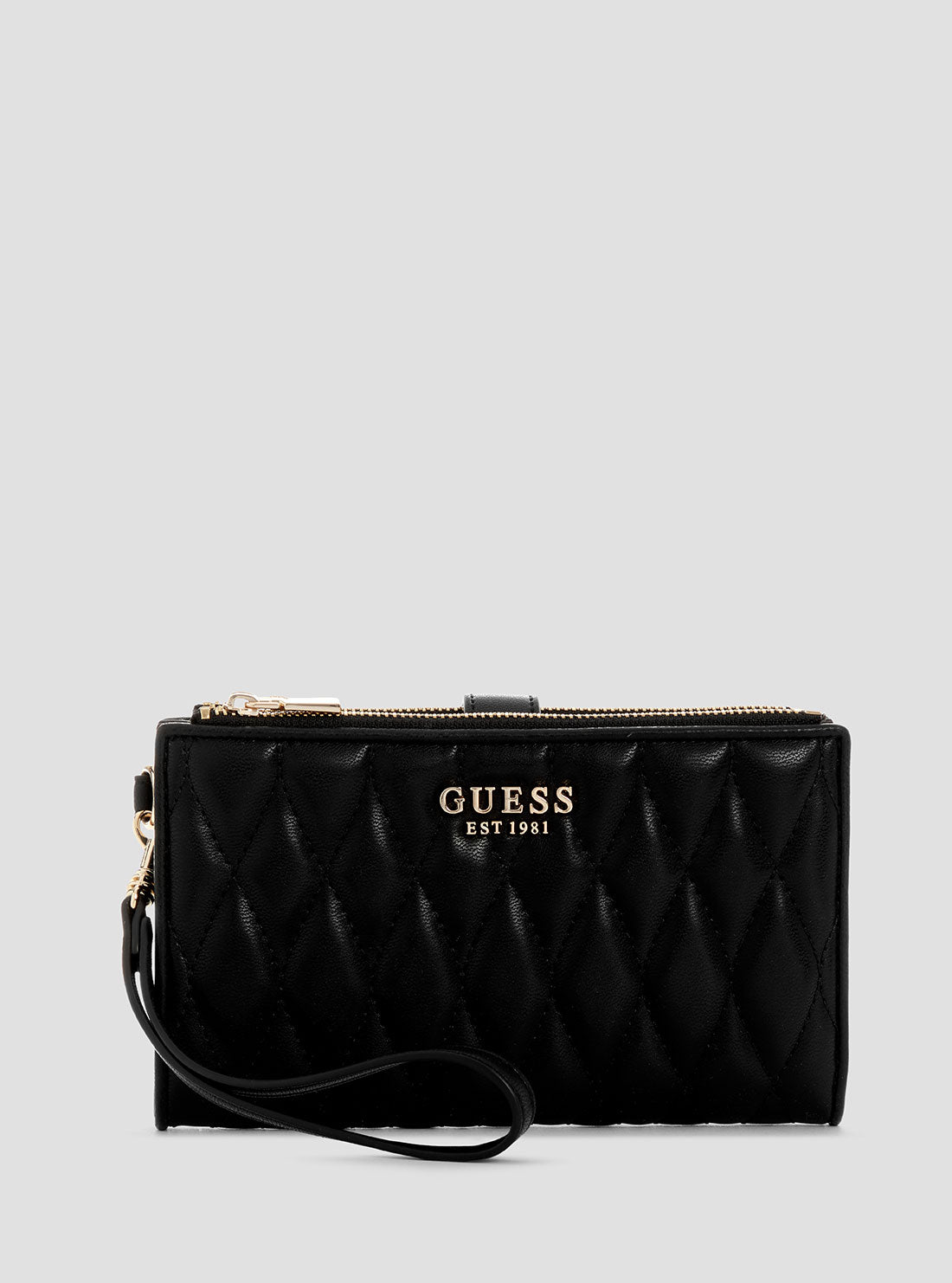 GUESS Womens Black Valla Double Zip Organiser Wallet QG8122157 Front View